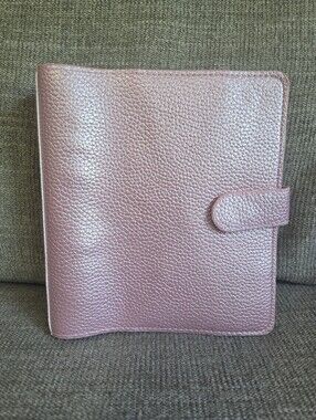 Print Pression Vegan Leather Metallic Pink Pebbled Organizer Ring Planner Cover